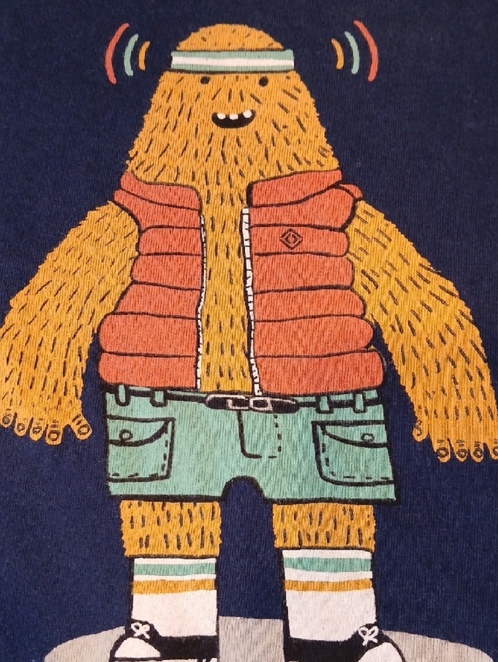 Rivian Kids' Navy Graphic Tee with Orange Character Vest - Picture 2 of 5
